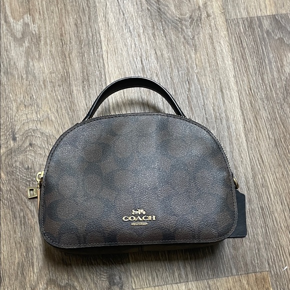 Coach Black and Brown Leather Cosmetic Bag - Picture 1 of 8